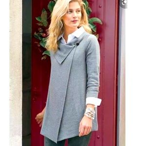 Soft Surroundings Miranda Wrap Cardigan Grey Cowl wrap neck Viscose Blend EUC